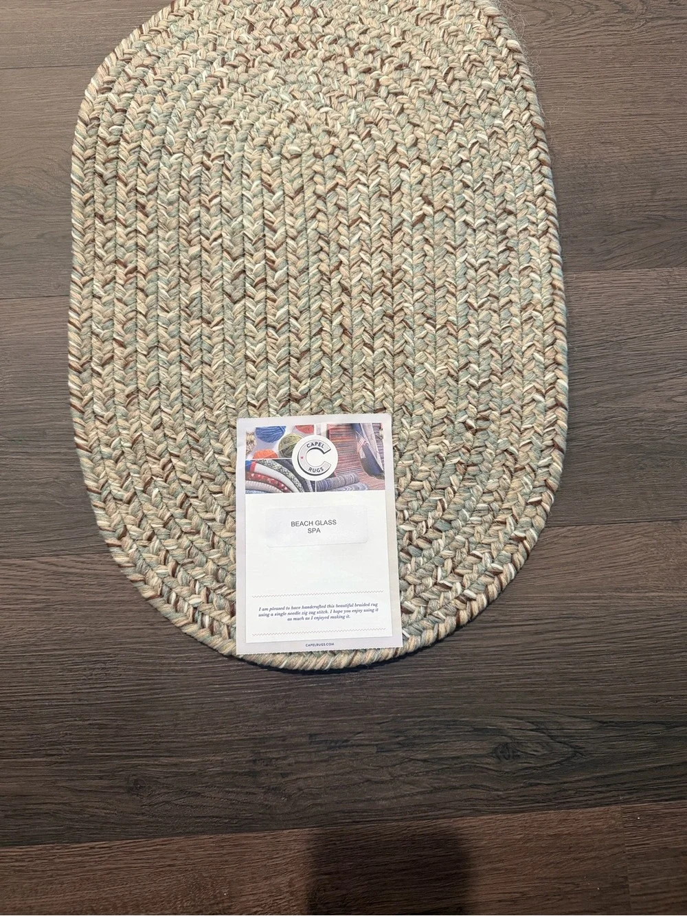 Capel Rugs Woven Oval Braided Rug in Natural & Light Blue